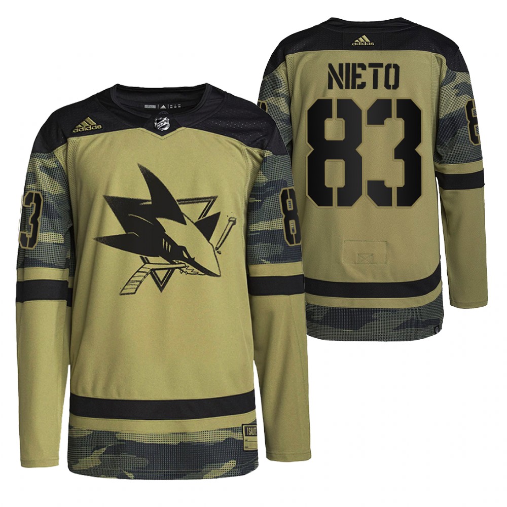Matt Nieto Sharks Military Appreciation Jersey Camo Authentic Practice