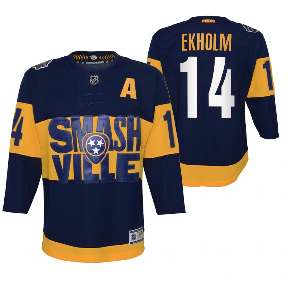 Mattias Ekholm Nashville Predators Navy 2022 Stadium Series Youth Jersey Primegreen Authentic