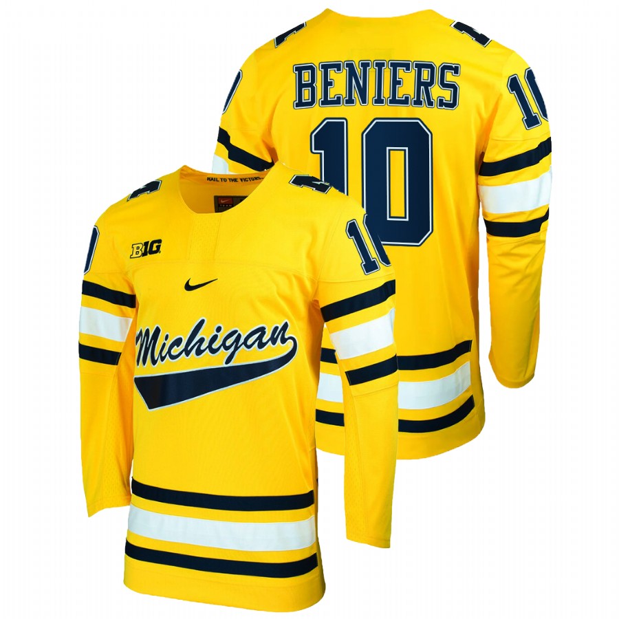 Matty Beniers College Hockey Michigan Wolverines Maize Jersey