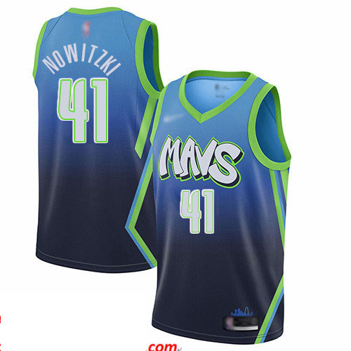 Mavericks #41 Dirk Nowitzki Blue Basketball Swingman City Edition 2019 20 Jersey
