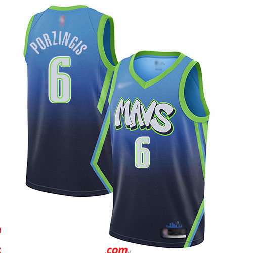 Mavericks #6 Kristaps Porzingis Blue Basketball Swingman City Edition 2019 20 Jersey