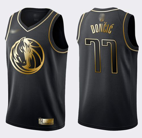 Mavericks #77 Luka Doncic Black Gold Basketball Swingman Limited Edition Jersey