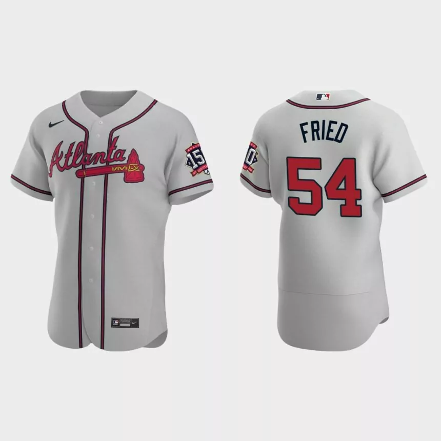 Max Fried Atlanta Braves 150th Anniversary World Series Jersey – Gray