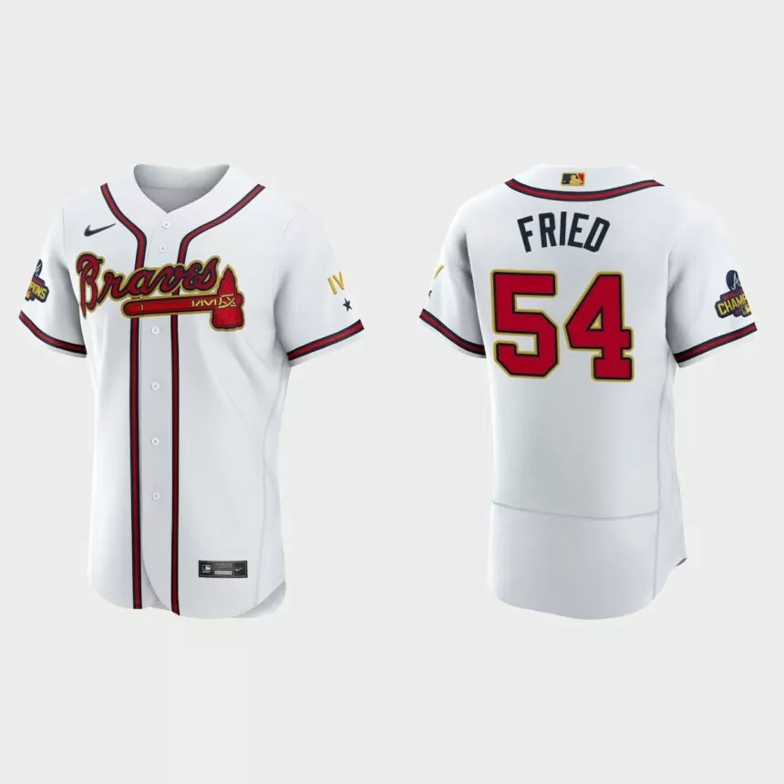 Max Fried Atlanta Braves 2022 Gold Program White Authentic Jersey