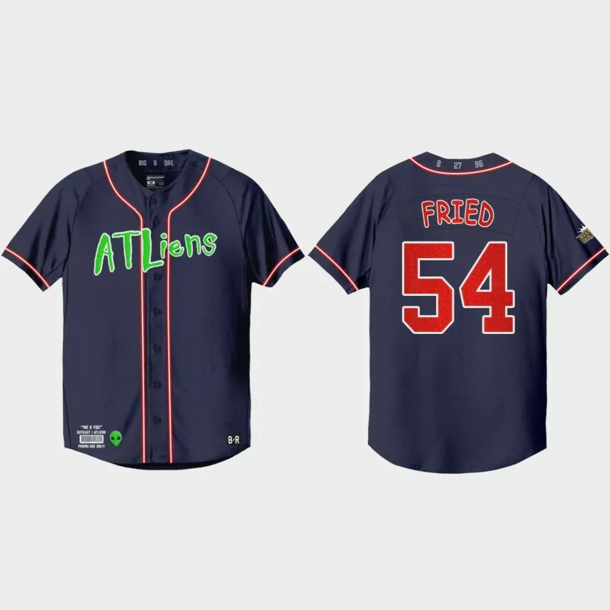 Max Fried Atlanta Braves 25th Anniversary Baseball Outkast Jersey – Navy