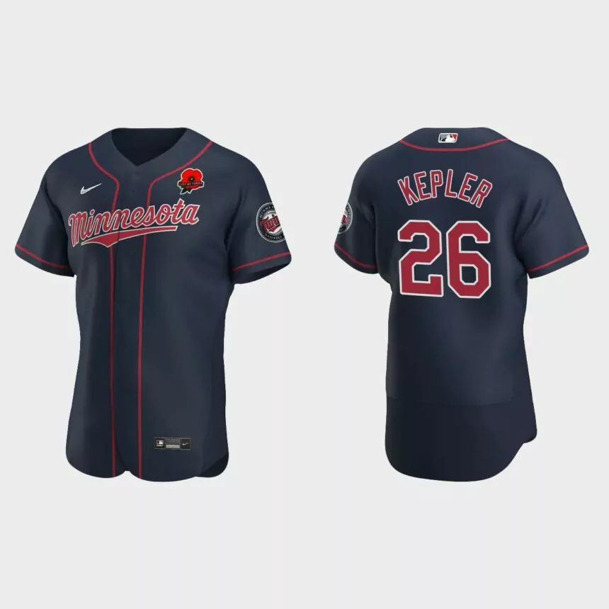 Max Kepler Minnesota Twins 2022 Memorial Day Poppy Patch Authentic Jersey – Navy