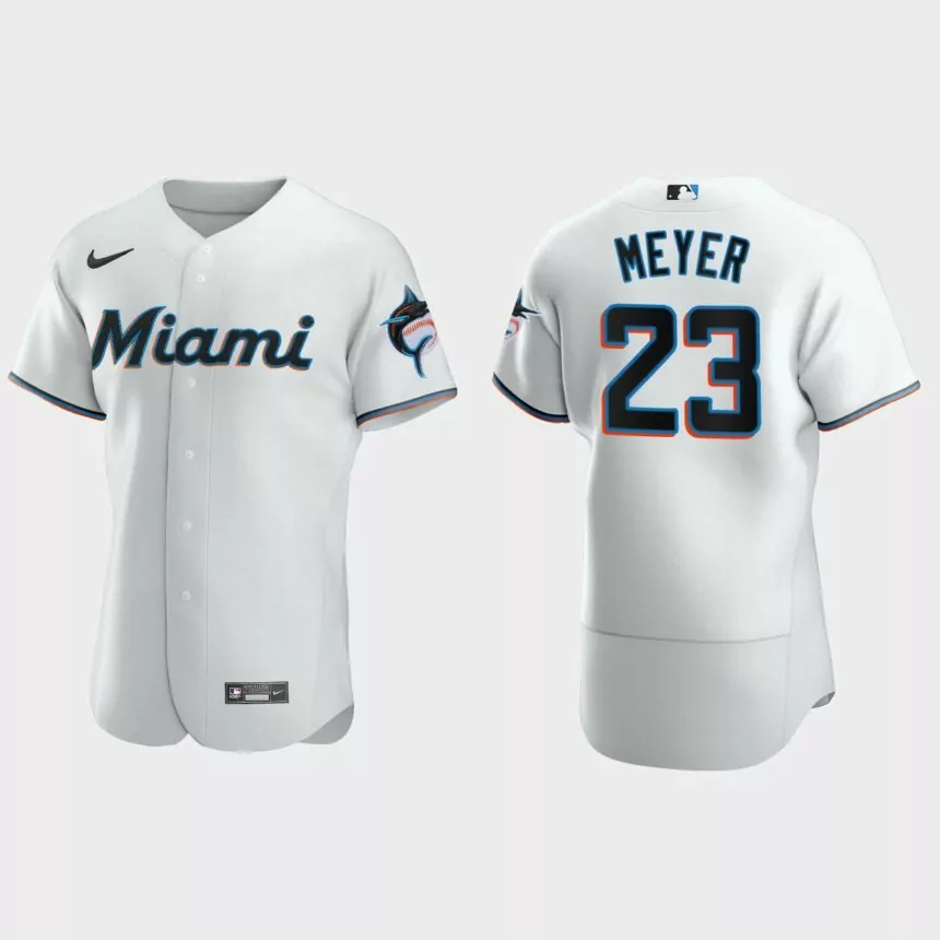 Max Meyer Miami Marlins Authentic Home Jersey – White