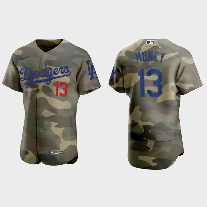 Max Muncy Los Angeles Dodgers 2021 National Armed Forces Day Authentic Jersey – Camo