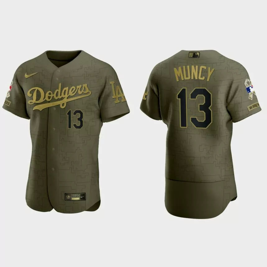 Max Muncy Los Angeles Dodgers 2021 Salute to Service Digital Camo Jersey – Green