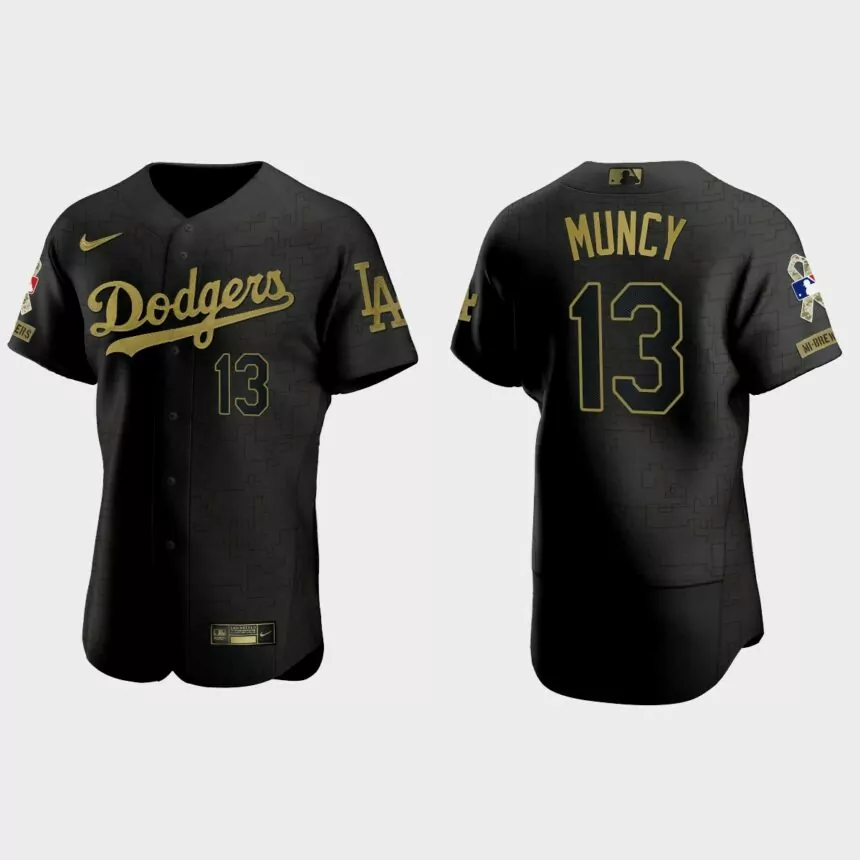Max Muncy Los Angeles Dodgers 2021 Salute to Service Jersey – All Black