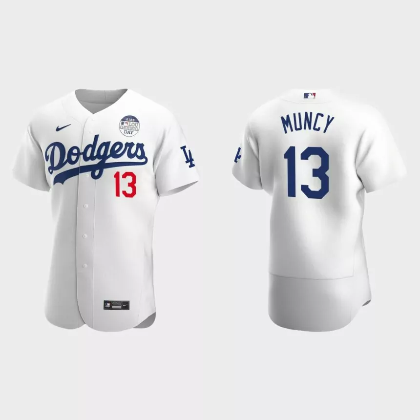 Max Muncy Los Angeles Dodgers 4 ALS Lou Gehrig Day Authentic Jersey – White