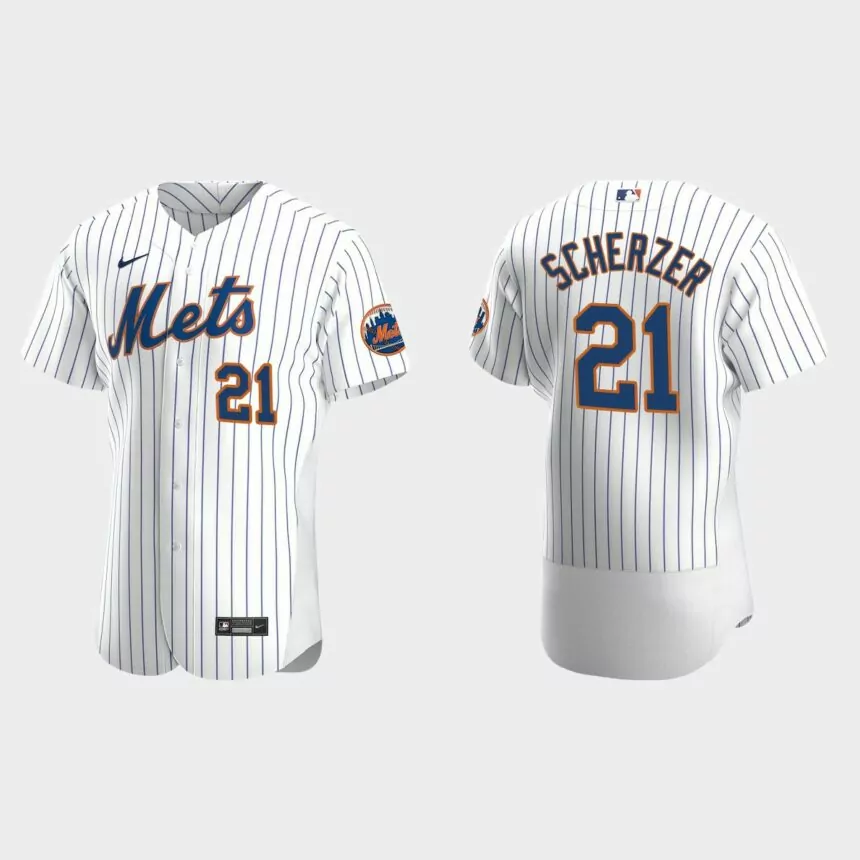 Max Scherzer New York Mets Authentic Home Jersey – White