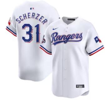 Max Scherzer Texas Rangers Nike Home 2023 World Series Champions Limited Jersey White
