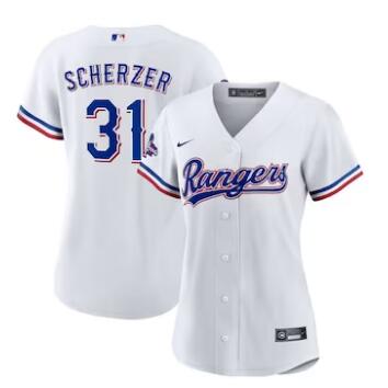 Max Scherzer Texas Rangers Nike Women's Home 2023 World Series Champions Replica Player Jersey White