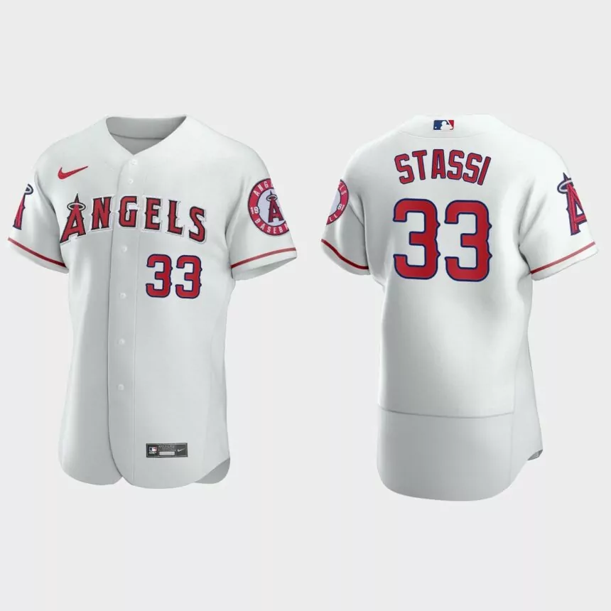 Max Stassi #33 Los Angeles Angels Authentic Home Jersey – White
