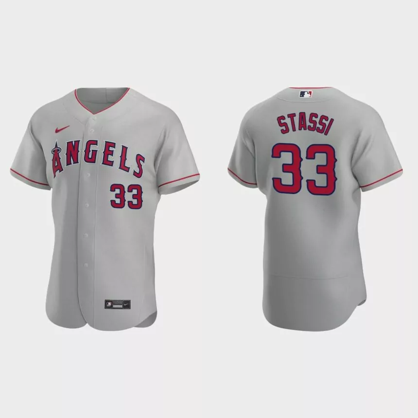 Max Stassi #33 Los Angeles Angels Authentic Road Jersey – Gray