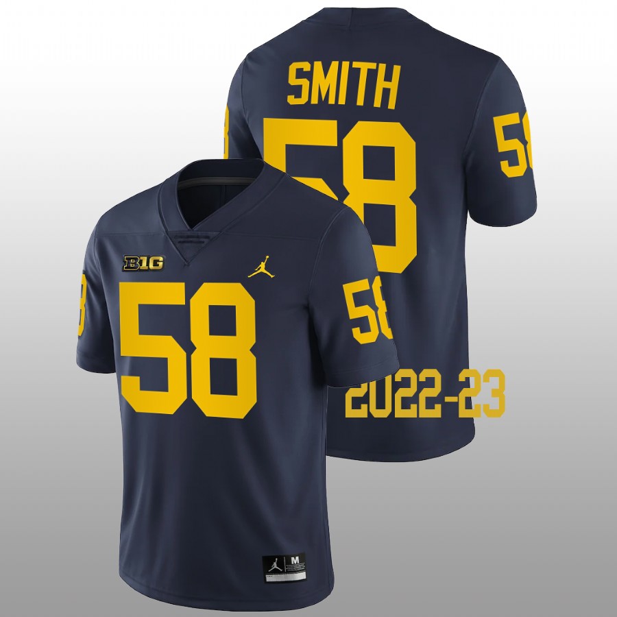Mazi Smith Michigan Wolverines Navy 2022-23 College Football Game Jersey