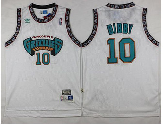 Memphis Grizzlies #10 Mike Bibby White TThrowback Stitched NBA Jersey