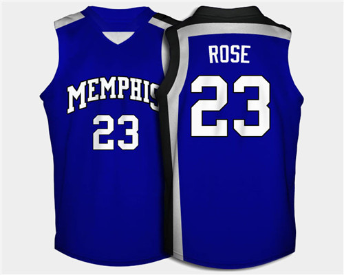 Memphis Tigers #23 Derrick Rose Blue Road Jersey College Basketball