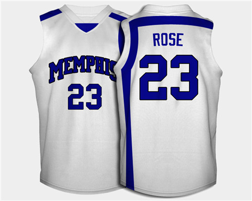 Memphis Tigers #23 Derrick Rose White Home Jersey College Basketball