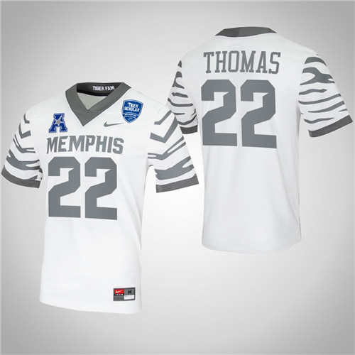 Memphis Tigers 22 Brandon Thomas College Football Jersey White