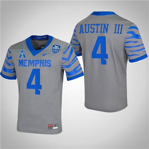 Memphis Tigers 4 Calvin Austin III College Football Jersey Gray