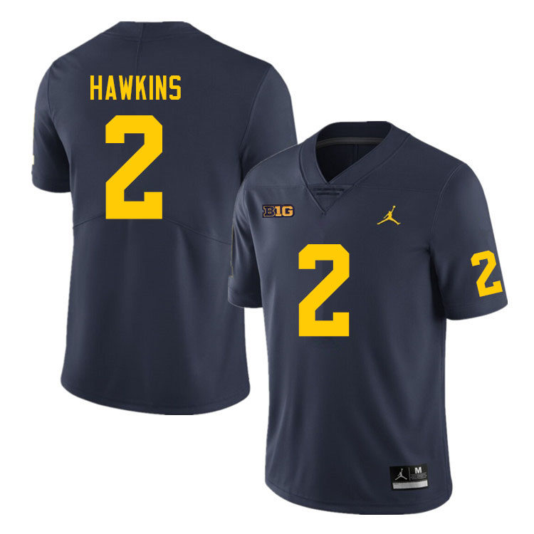 Men #2 Brad Hawkins Michigan Wolverines College Football Jerseys Sale-Navy