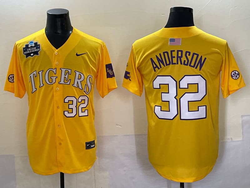 Men's     LSU Tigers 2025 World Series Champions Limited Jersey - All Stitched Kade Anderson-32