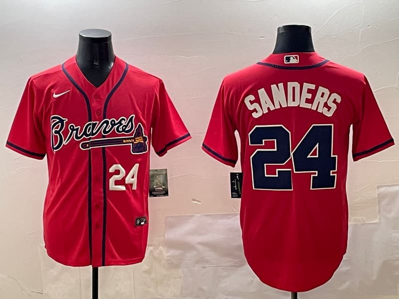 Men's   Atlanta Braves Deion Sanders 24 Nike White Limited Player Jersey