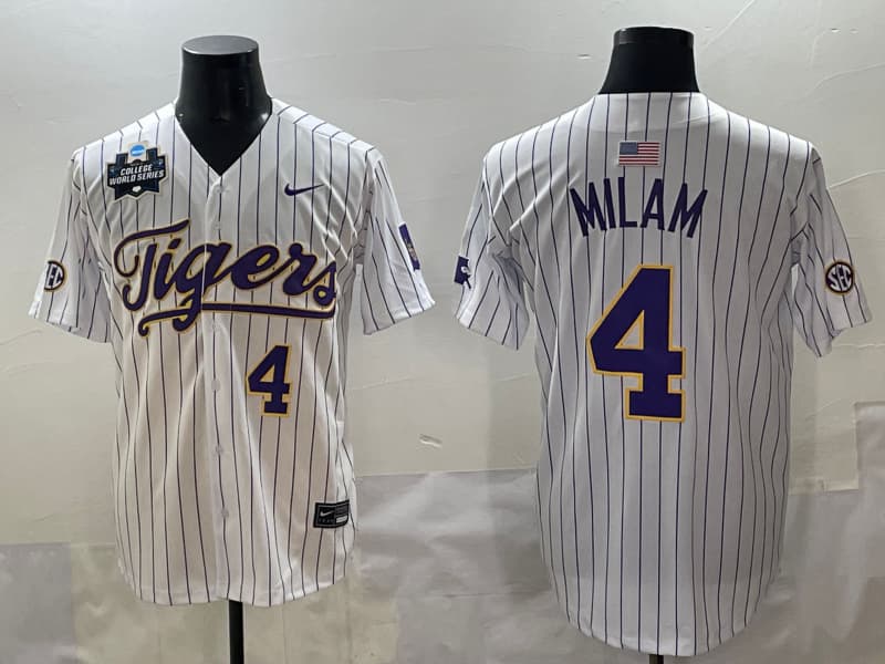 Men's   LSU Tigers 2025 World Series Vapor Premier Limited Jersey - All Stitched Steven Milam 4