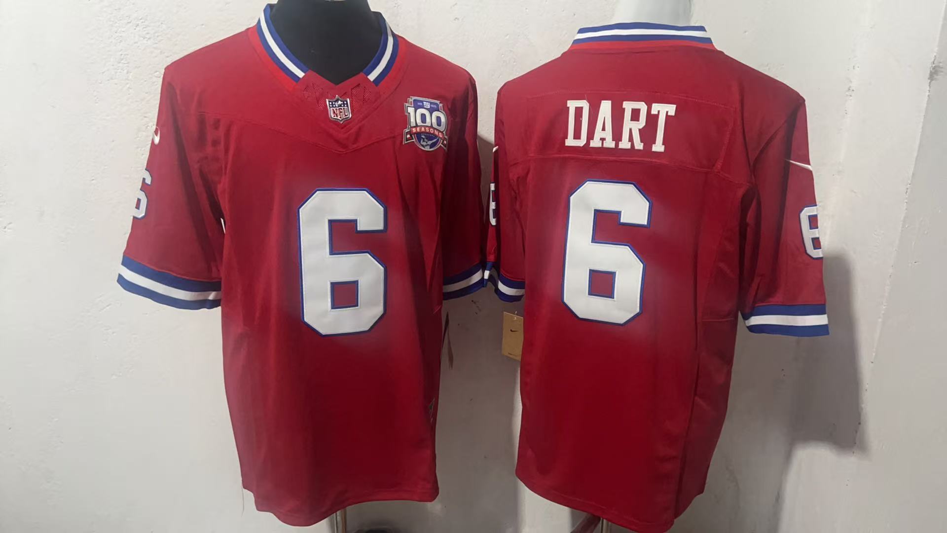 Men's   New York Giants #6 Jaxson Dart  2025 Draft F.U.S.E. Vapor Untouchable Limited Football Stitched Jersey