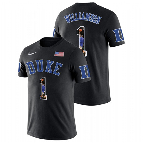 Men's #1 Zion Williamson Duke Blue Devils Black Player Art College Basketball T-Shirt