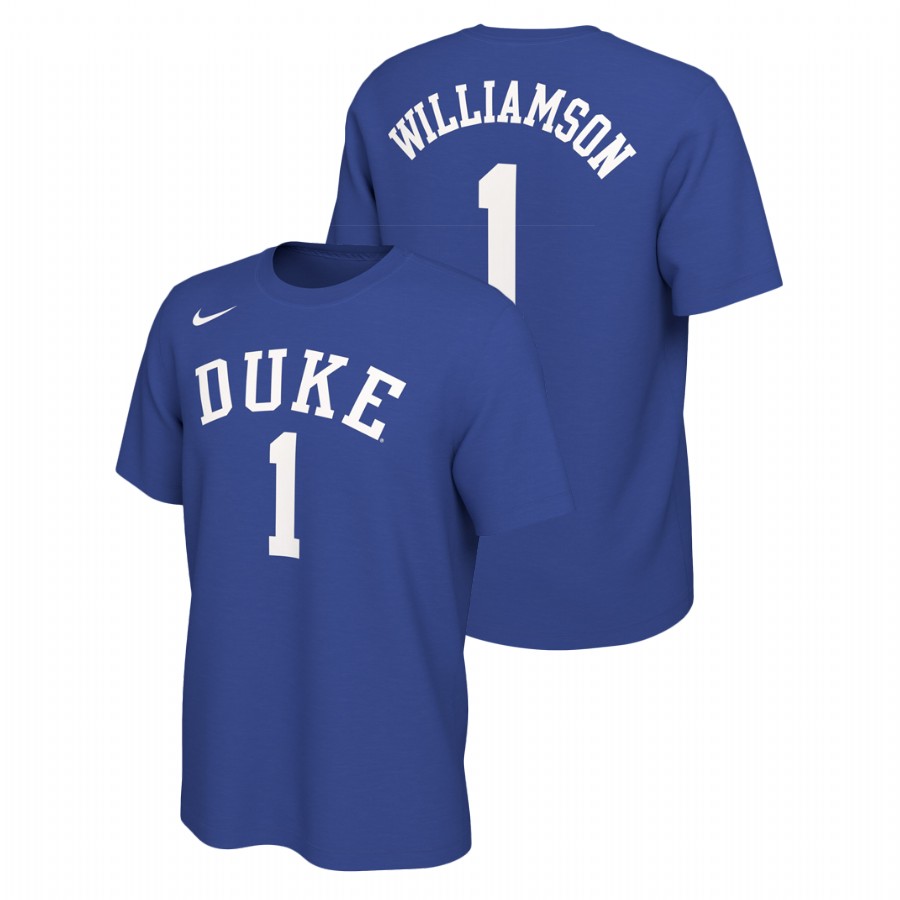 Men's #1 Zion Williamson Duke Blue Devils Royal Retro Alumni Basketball T-Shirt