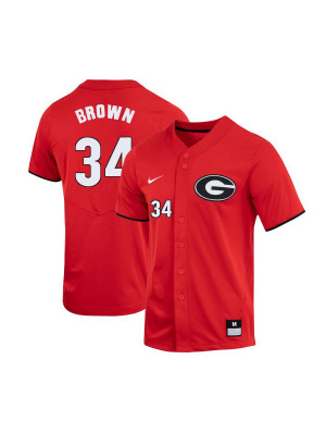 Men's #34 Garrett Brown Georgia Bulldogs Stitched Nike Red Alumni Baseball Player Jersey