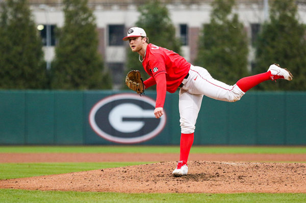 Men's #5 C.J. Smith Georgia Bulldogs Stitched Nike Red Alumni Baseball Player Jersey