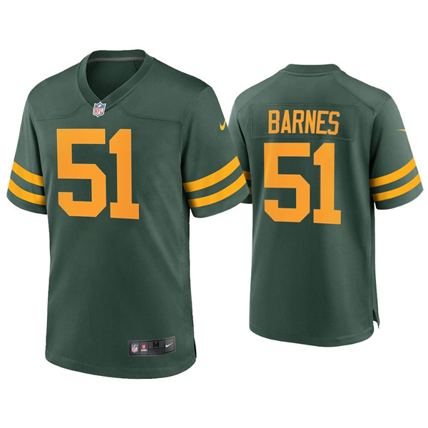 Men's #51 Packers Krys Barnes Alternate Limited Green Jersey
