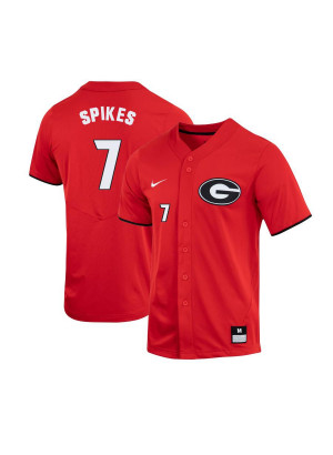 Men's #7 Garrett Spikes Georgia Bulldogs Stitched Nike Red Alumni Baseball Player Jersey