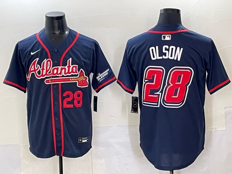 Men's  Atlanta Braves  ##28  Matt Olson baseball jersey