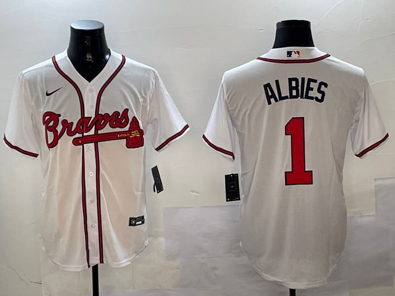Men's  Atlanta Braves  #1 Ozzie Albies baseball Jersey