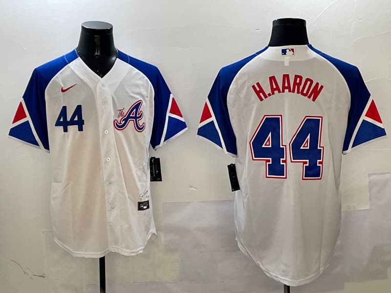 Men's  Atlanta Braves # 44  Hank Aaron baseball Jersey