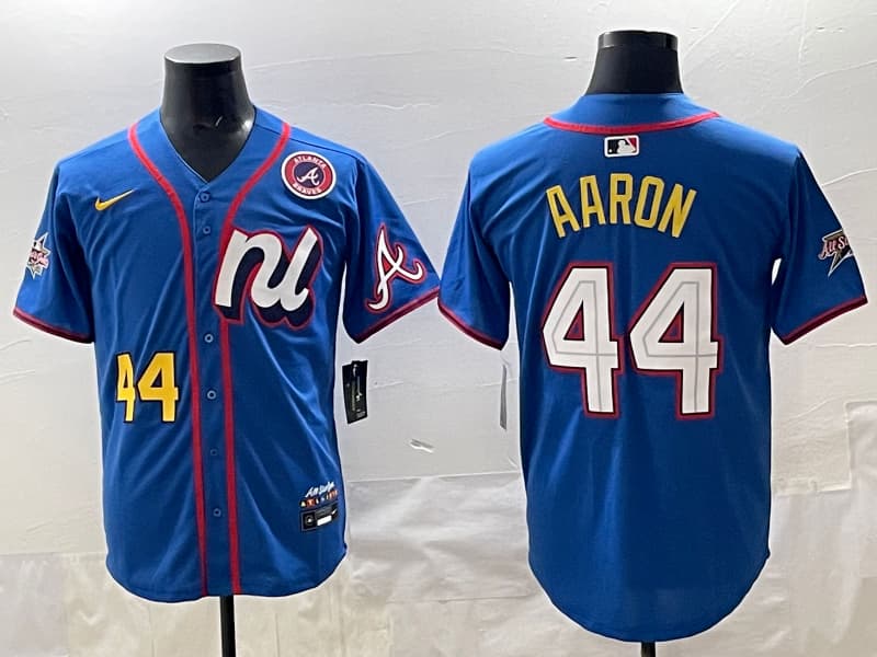 Men's  Atlanta Braves # 44 Hank  Aaron baseball Jersey