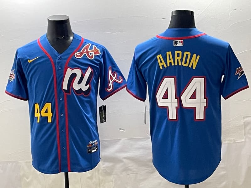 Men's  Atlanta Braves #44 Hank Aaron  baseball Jersey