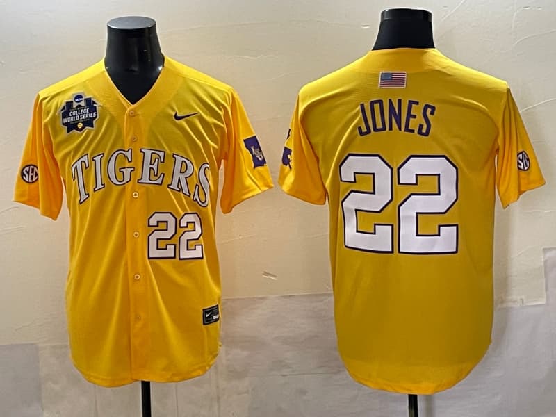 Men's  LSU Tigers  2025 World  Series Champions Limited Jersey - All Stitched Jared Jones 22