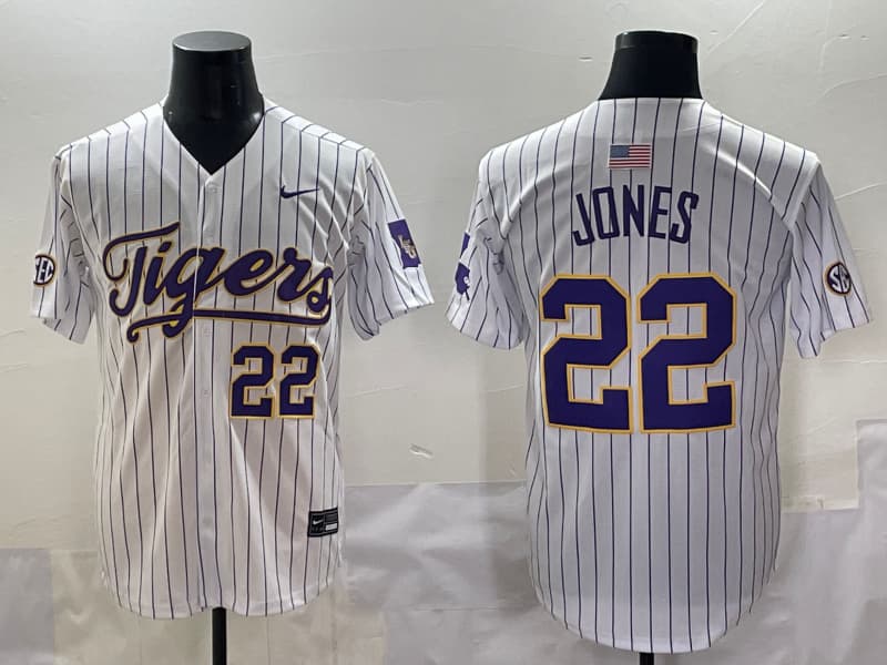 Men's  LSU Tigers 2025 World Series Champions Limited Jersey - All Stitched Jared Jones 22