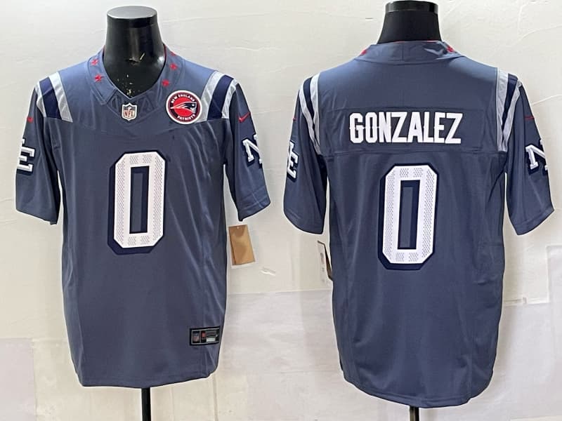 Men's  New England Patriots #0 Christian Gonzalez Navy 2025 F.U.S.E. Vapor Limited Football Stitched Jersey