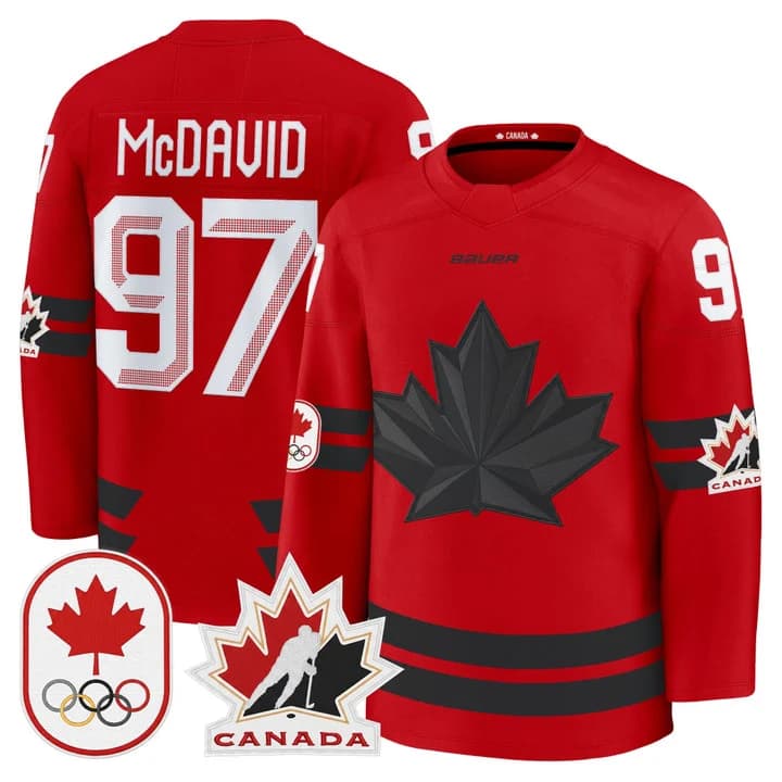 Men's 2026 Canada Olympic Premium Hockey Jersey - All Stitched Connor McDavid   97