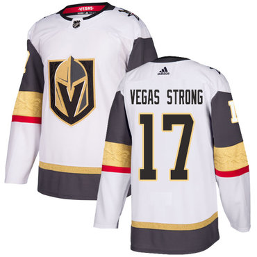 Men's Adidas Golden Knights #17 Vegas Strong White Authentic Stitched NHL Jersey
