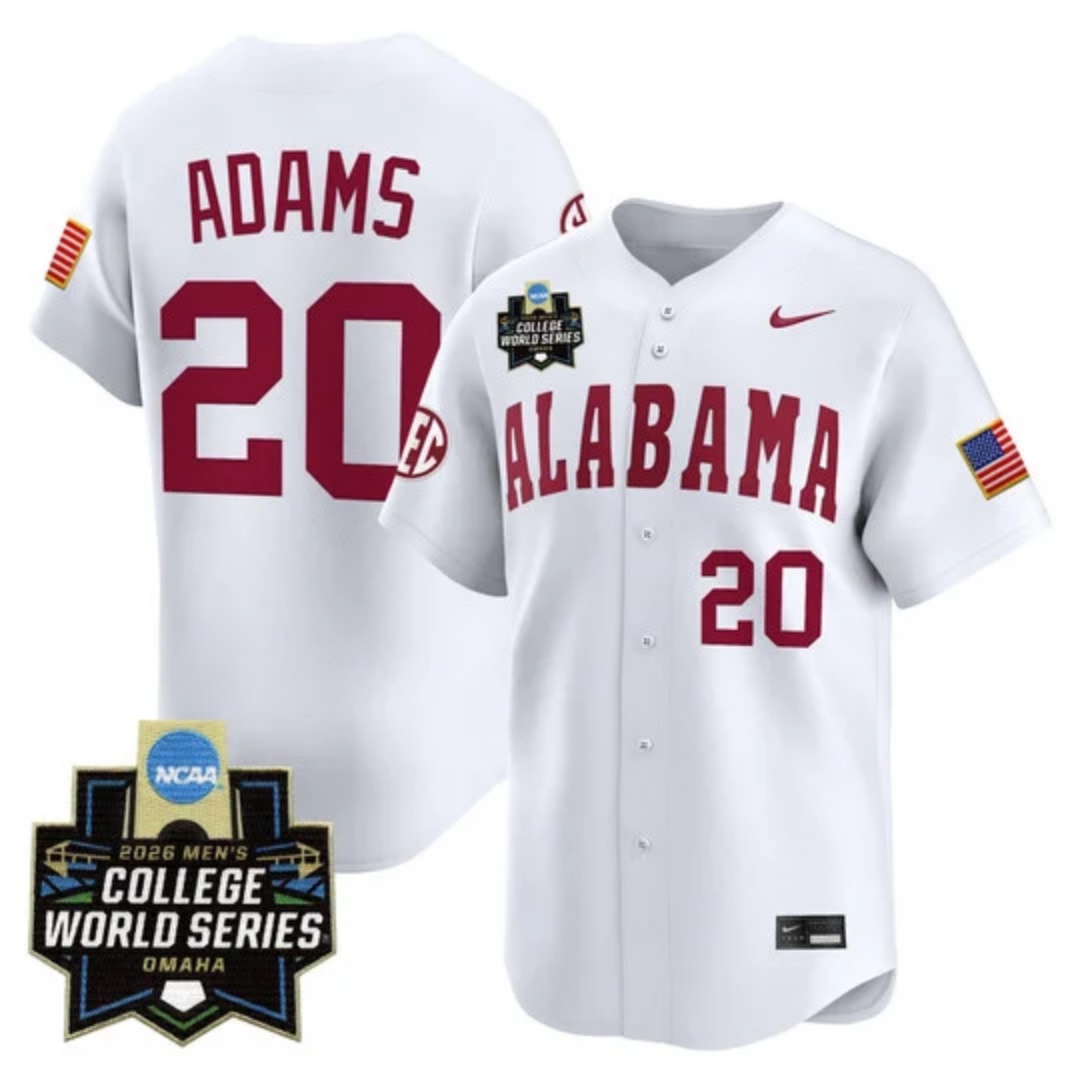 Men's Alabama 2026 World Series Vapor Premier Limited Jersey - All Stitched Zane Adams 20