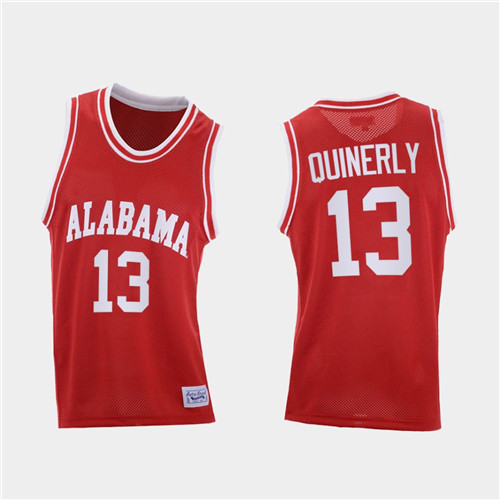 Men's Alabama Crimson Tide #13 Jahvon Quinerly Red Throwback College Basketball Jersey