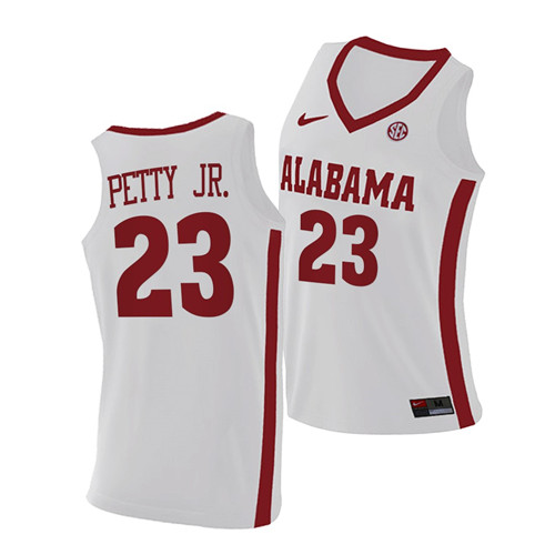 Men's Alabama Crimson Tide #23 John Petty Jr. Nike White College Basketball Jersey